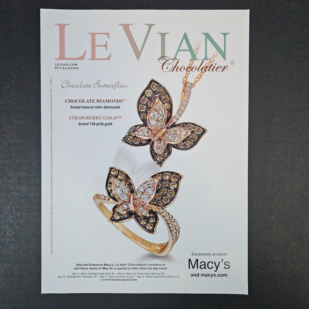 2009 Le Vian Chocolatier Butterfly Designer Fine Jewelry Print Ad Macy's Gaia